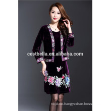 Herbst lila Trench Coat aus Samt und Spandex für Frauen Herstellung Expert Exporteur aus Guangzhou